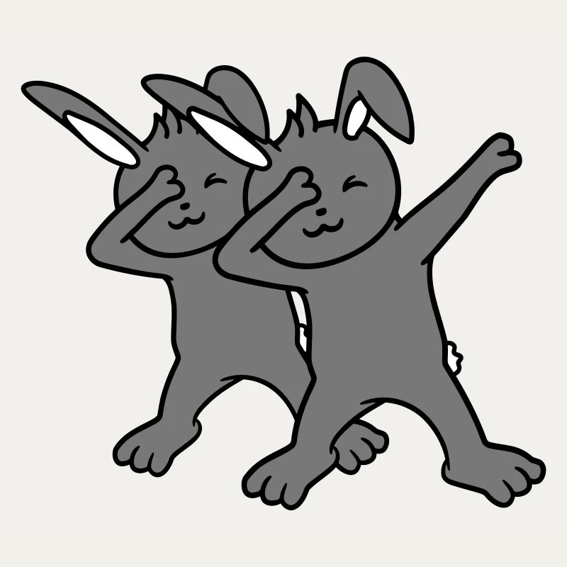2 Lapins Dabbing Dab Danse Pose Danse Amis Équipe