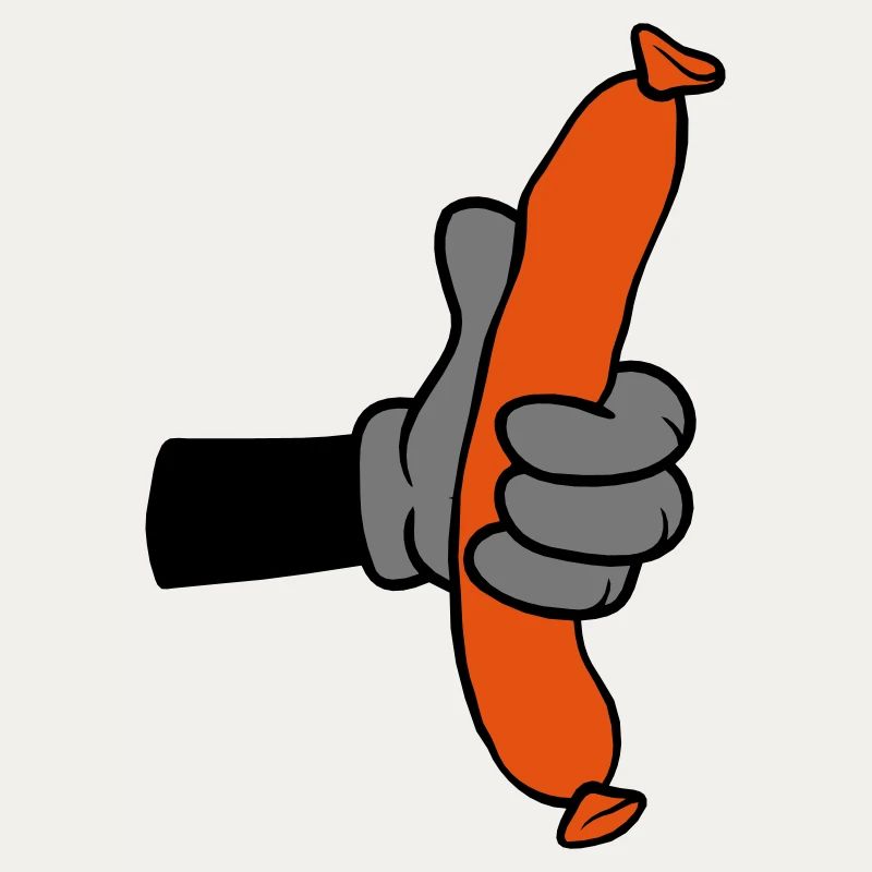 Comic Hand hält Wurst