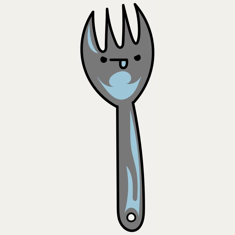 Funny cartoon spork with face