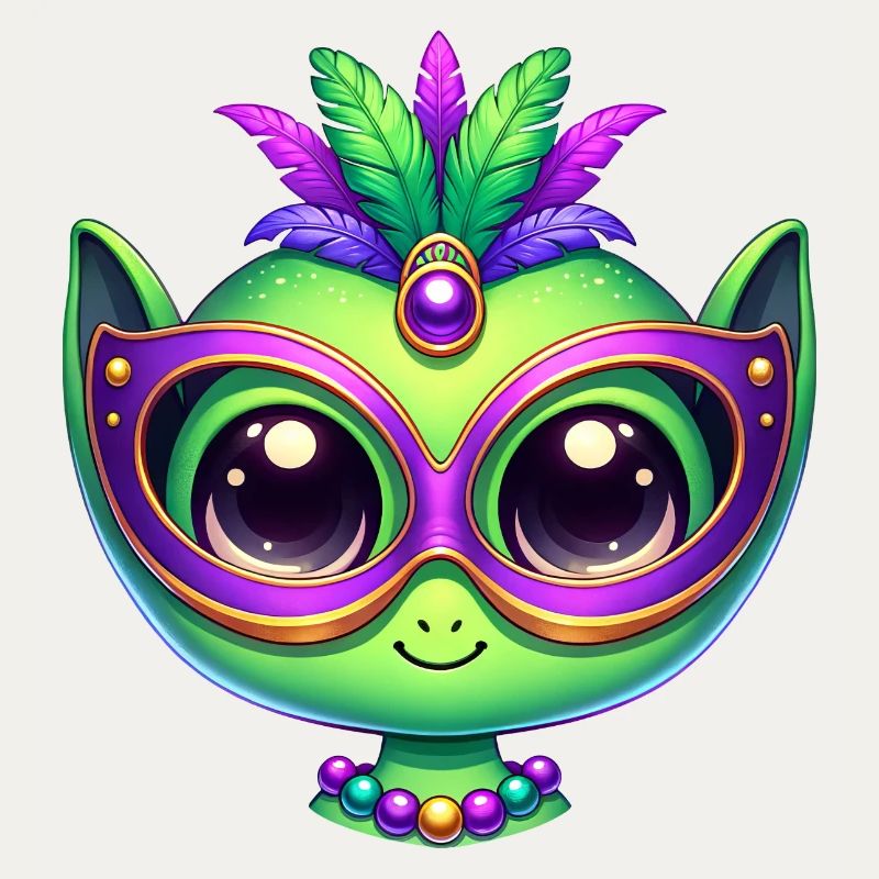 Mardi Gras Alien Head Comic Mask