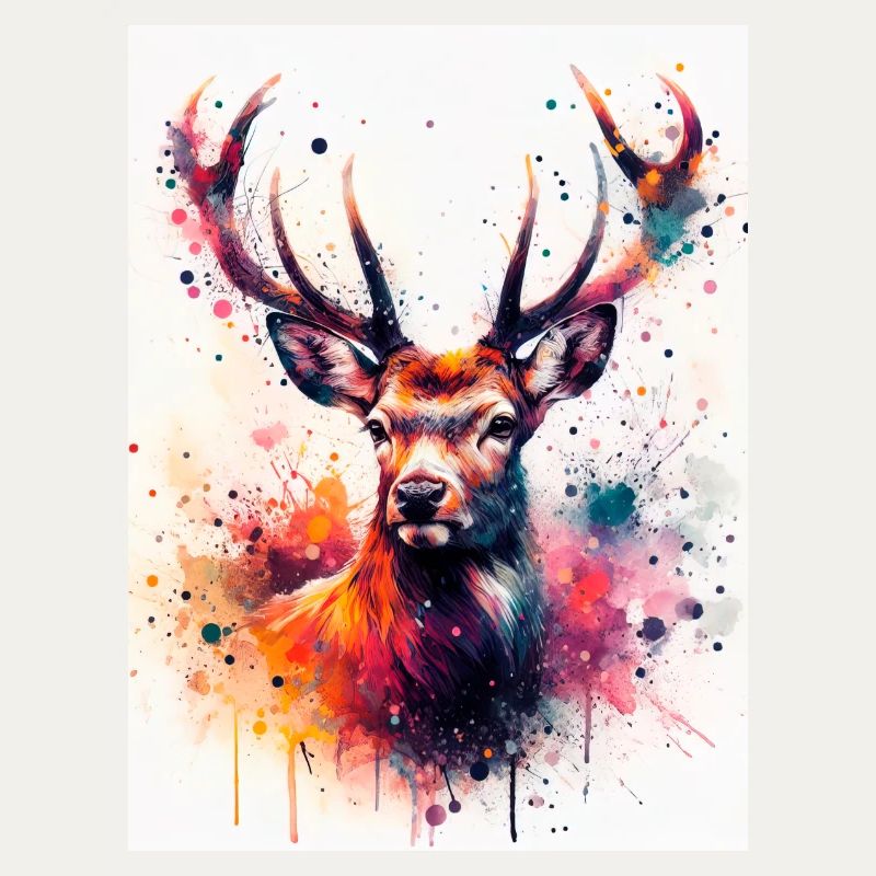 Cerf à l’aquarelle