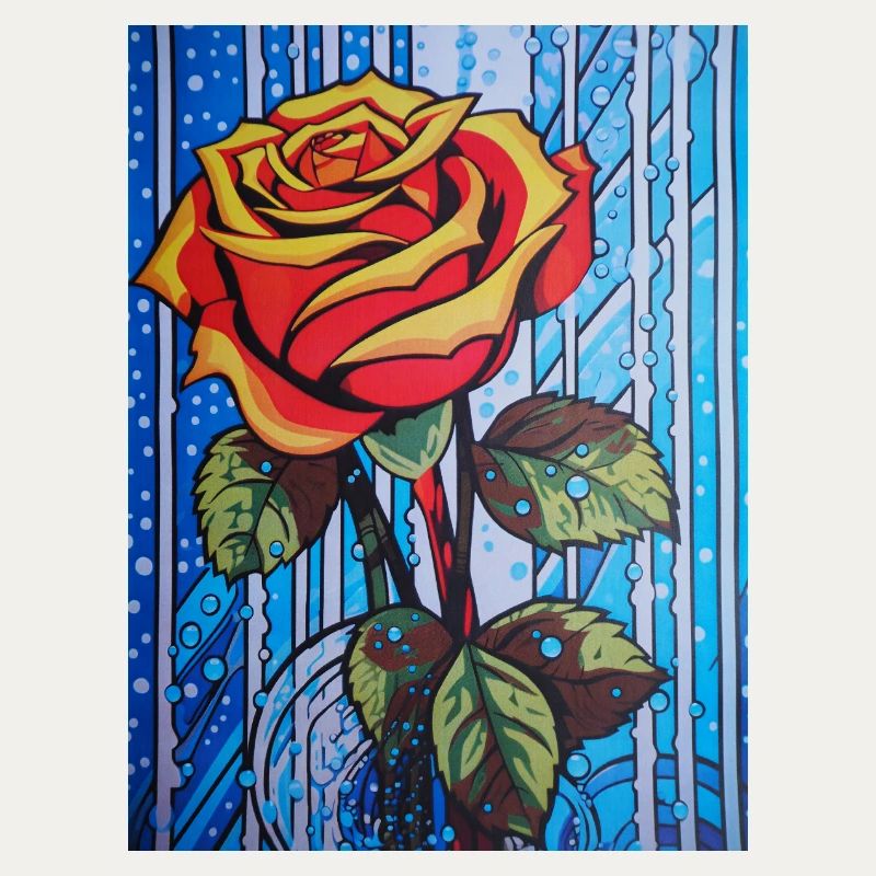 Pop Art Single Red Rose Graphically Stylized