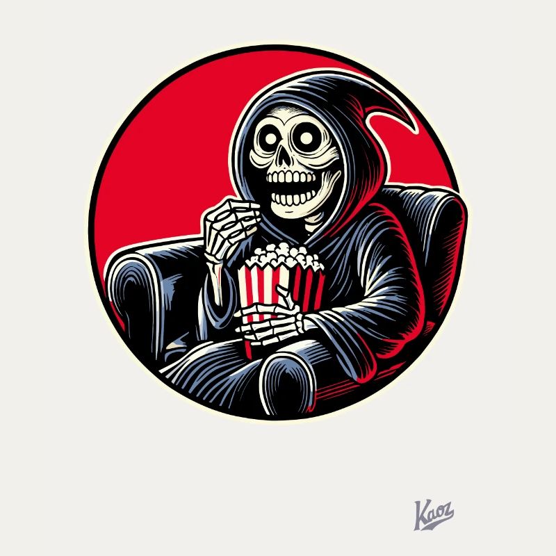 Cinéaste Grim Reaper avec pop-corn