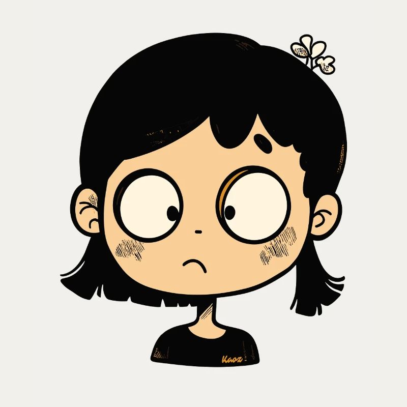 fille de dessin animé réfléchie