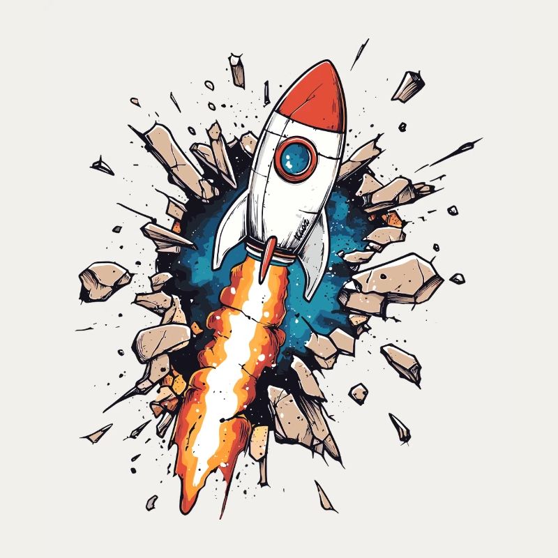 Rocket breaks through wall