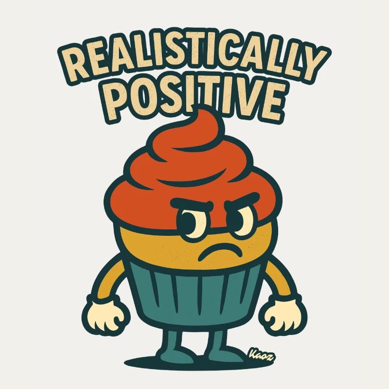 Grim Cupcake with Saying Realistic Positive