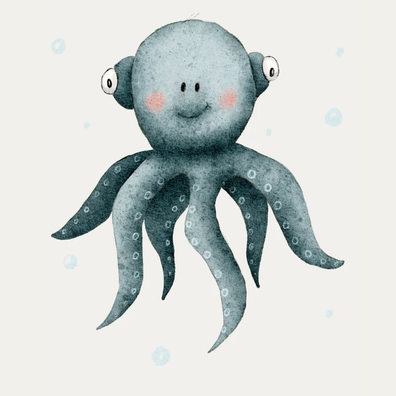Calmar pieuvre, créatures marines mignonnes