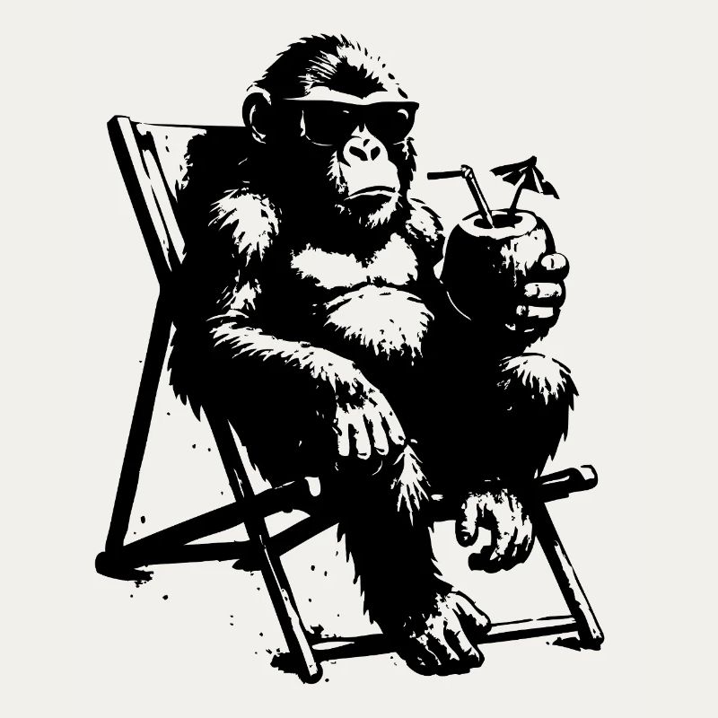 Lazy monkey on deck chair