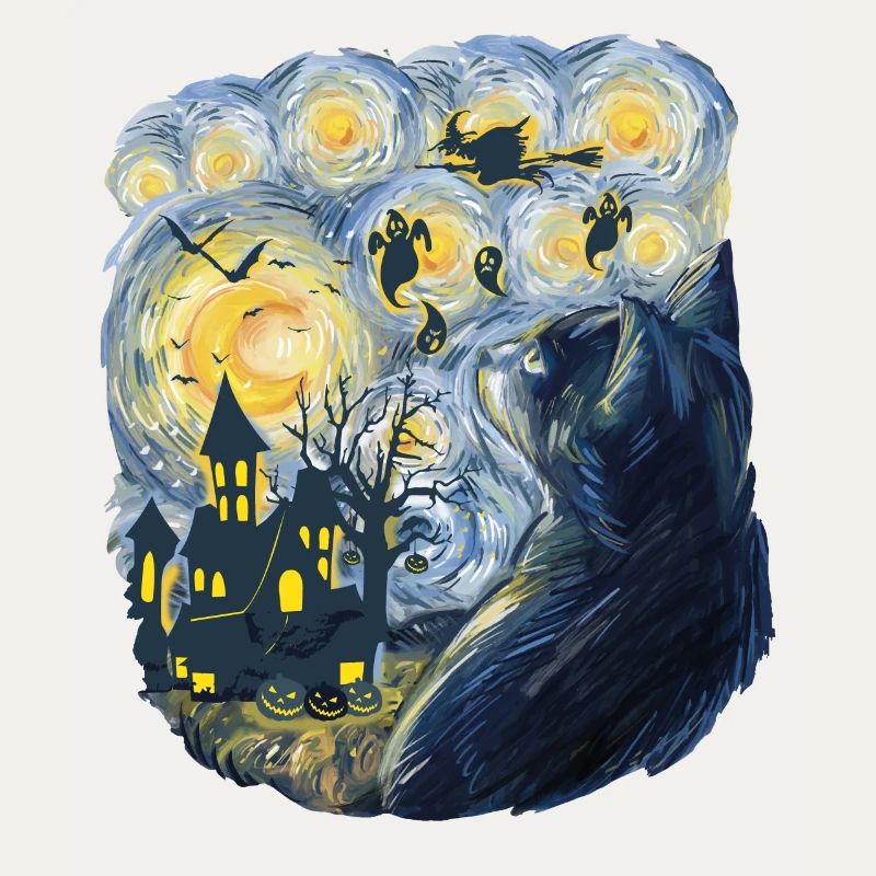Spooky Evening With Pumpkins Ghosts