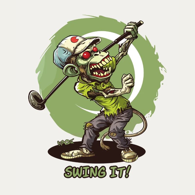 Schwing es, Zombie-Affe: Ein Golfer beim Golfen