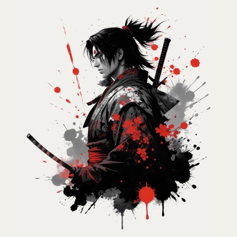 Samurai Krieger Wasserfarben Design