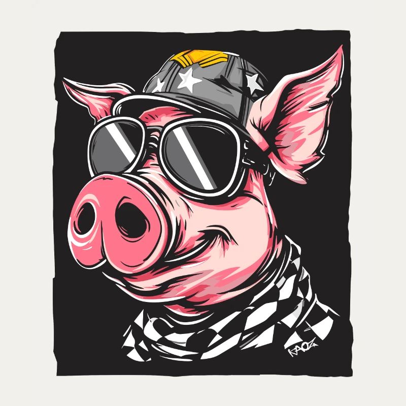 Drapeau à damier Fan de course cochon