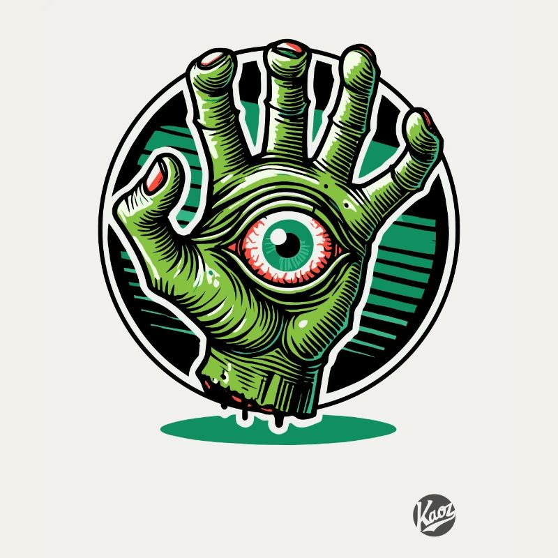 Main Mutant Zombie Vert avec Œil