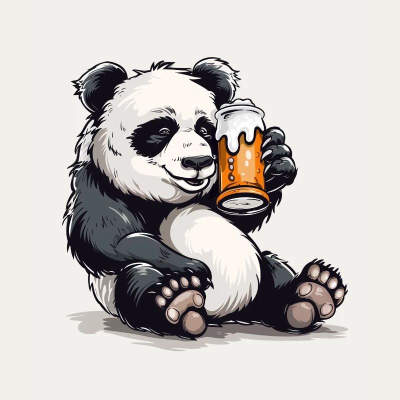 Cute Panda Drinking Beer 2
