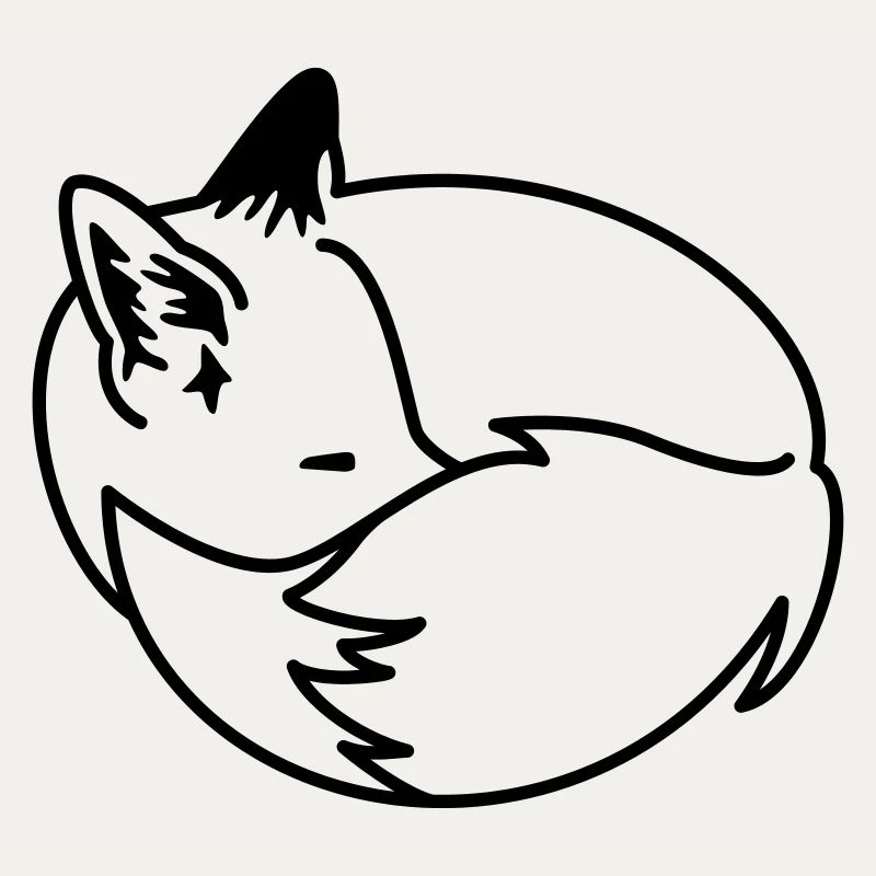 Fuchs eingekuschelt – Kawaii Fox Cartoon Design