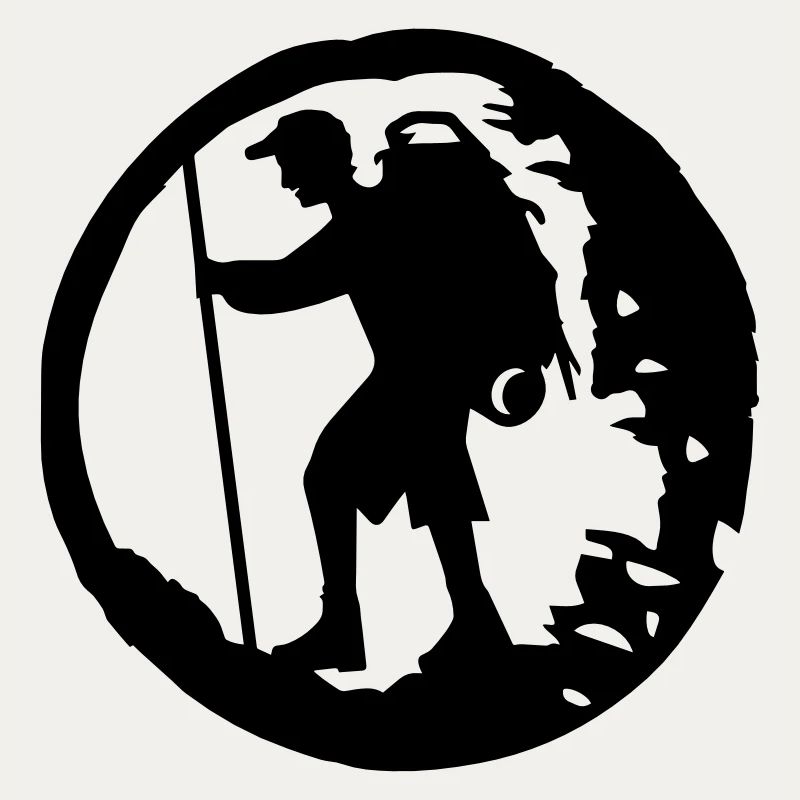 A hiker with backpack and trekking pole