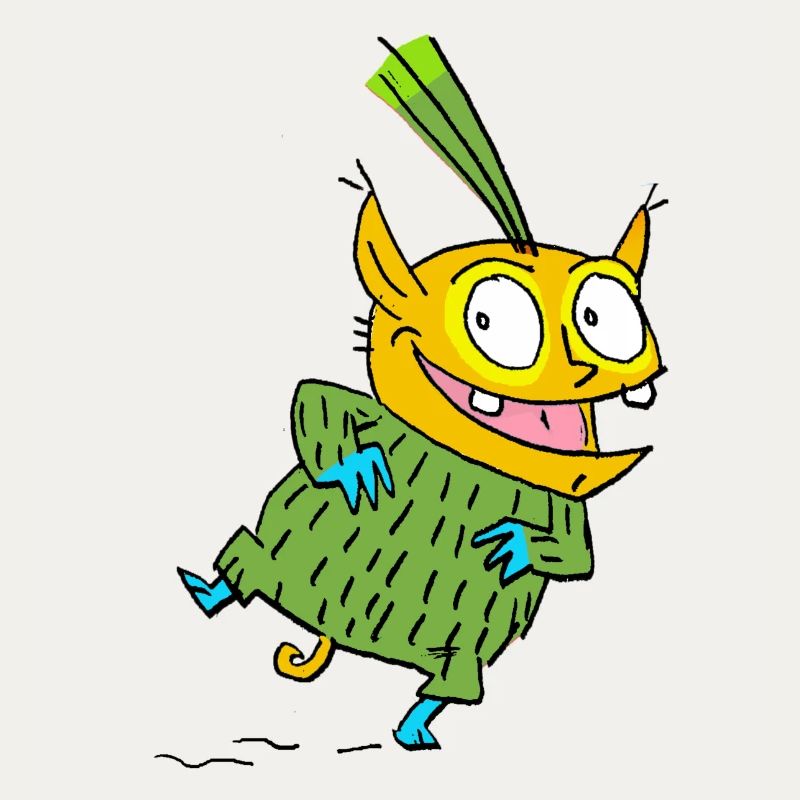 Monstre joyeux en pull vert