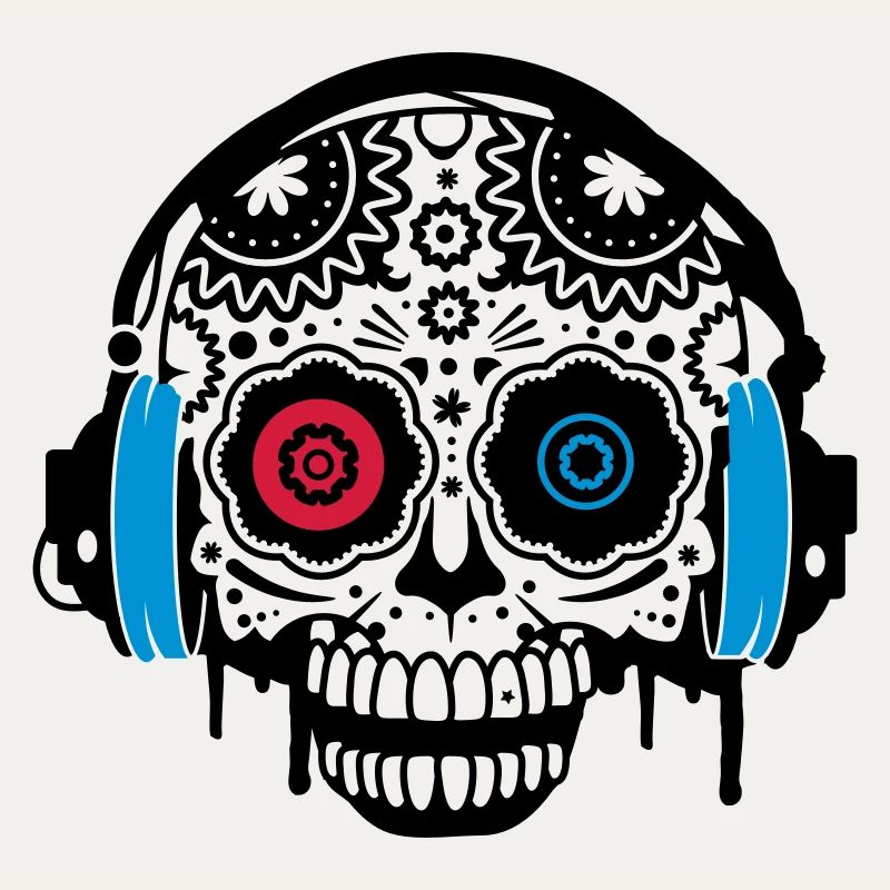 Sugar Skull mit Kopfhörer
