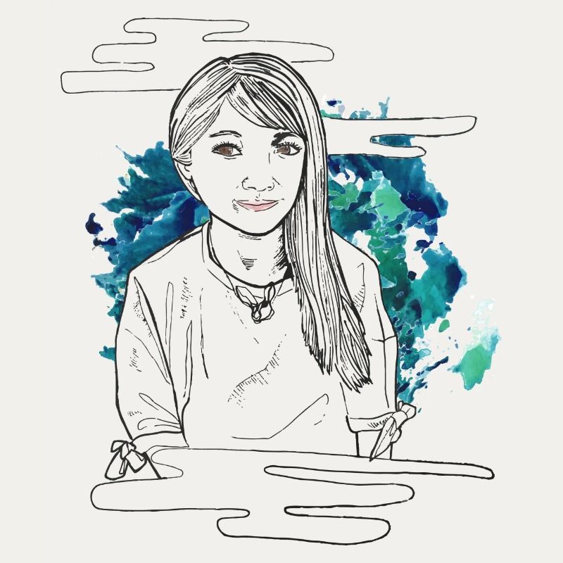 Smiling girl with pattern