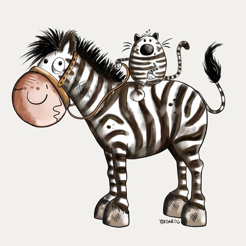 Zebra mit Katze