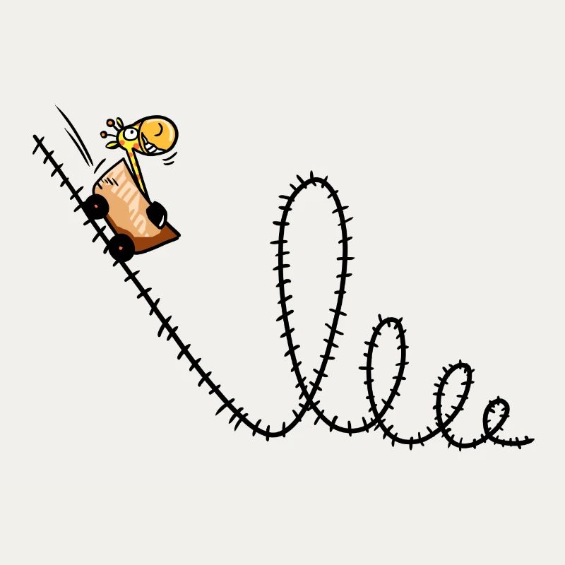 Giraffe rides a roller coaster - Louping - Park