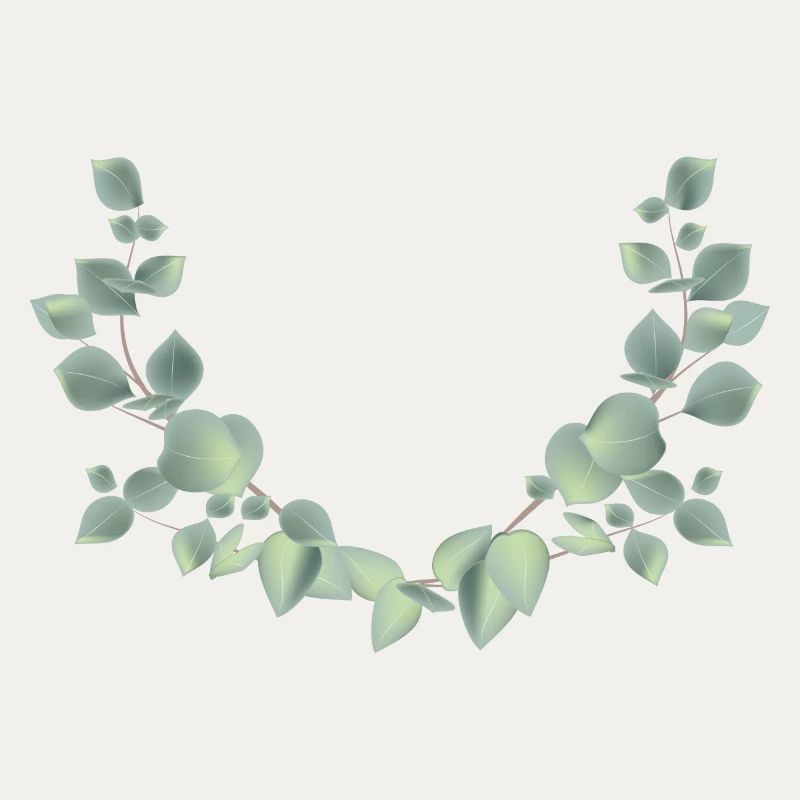 delicate eucalyptus branches as a half wreath
