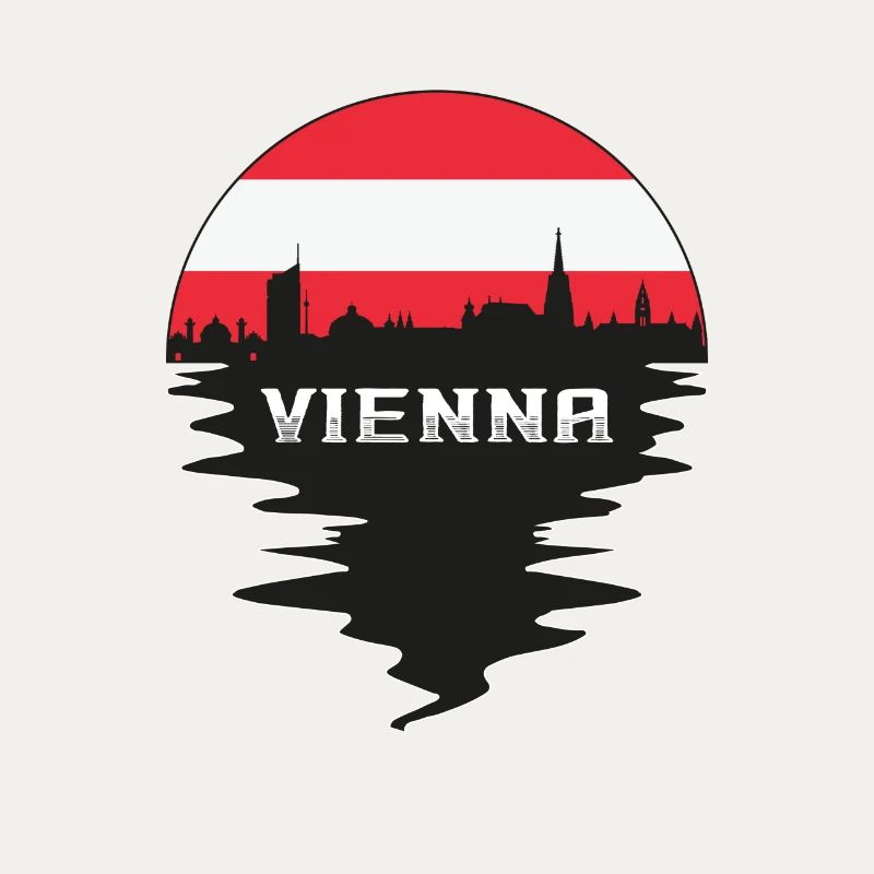 Vienna Austria Skyline Silhouette Austrian Flag Tr