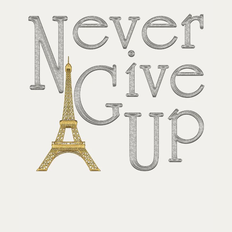 NEVER GIVE UP Silber Eiffelturm Gold