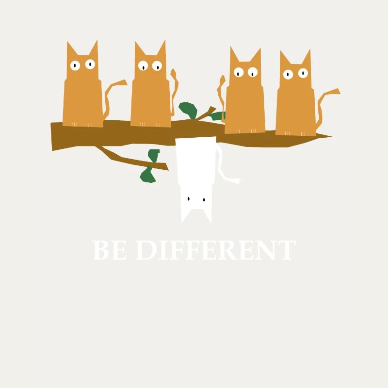 Be Different Funny Cats TShirt chat blanc