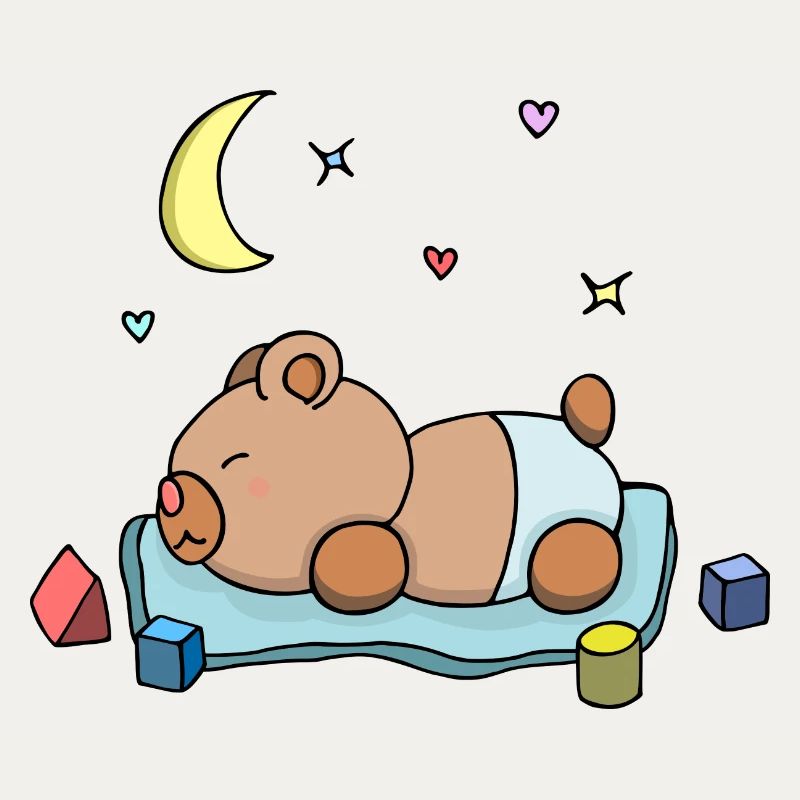 Teddy Bear Boy Boy Sleeping Blue Cute Drawing