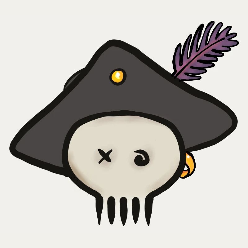 Pirate skull with feathered hat
