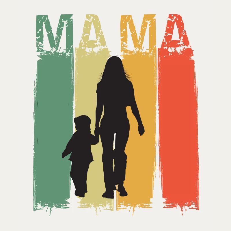Mama Silhouette im Retrofarben Design Muttertag