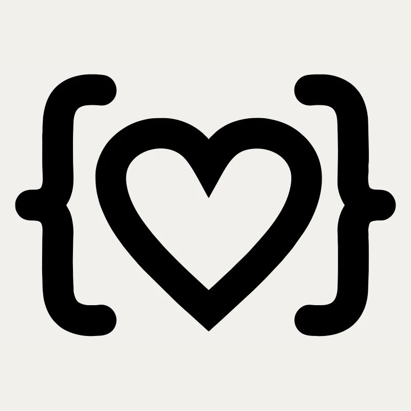 Cœur du logo du code du programmeur