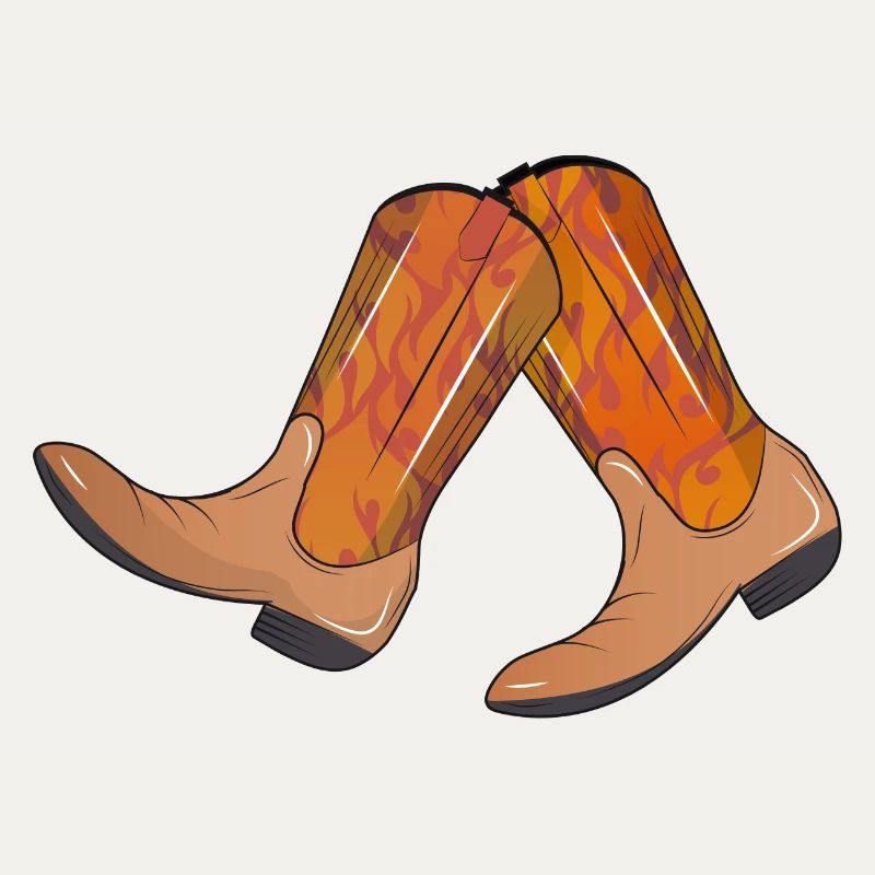 extravagant western boots with flame pattern
