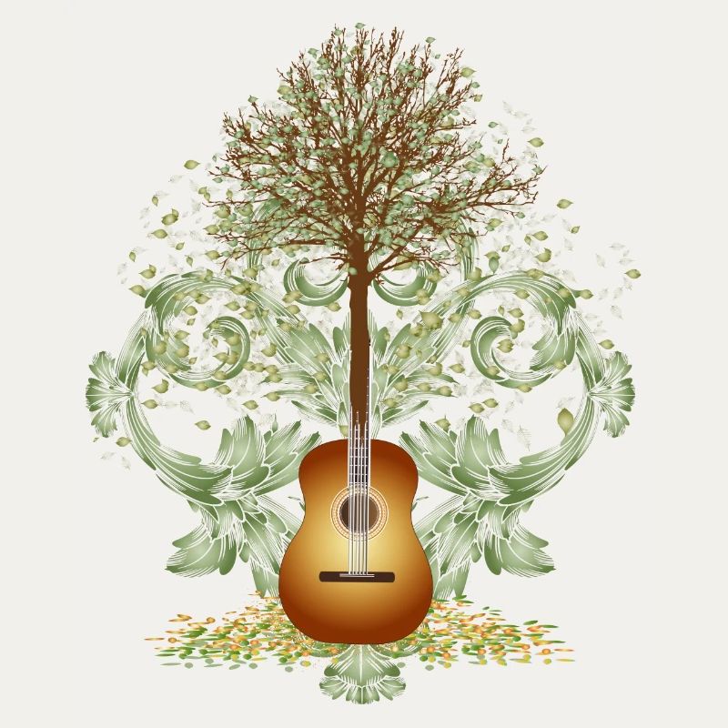 fascinating surreal guitar motif with tree