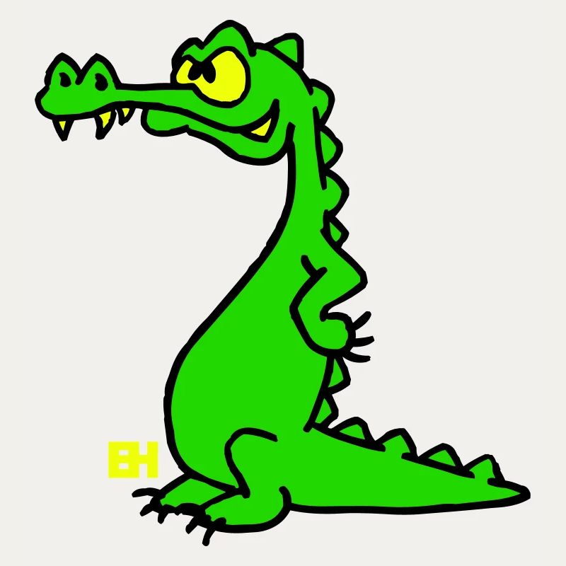 Crocodile souriant, design à trois couleurs
