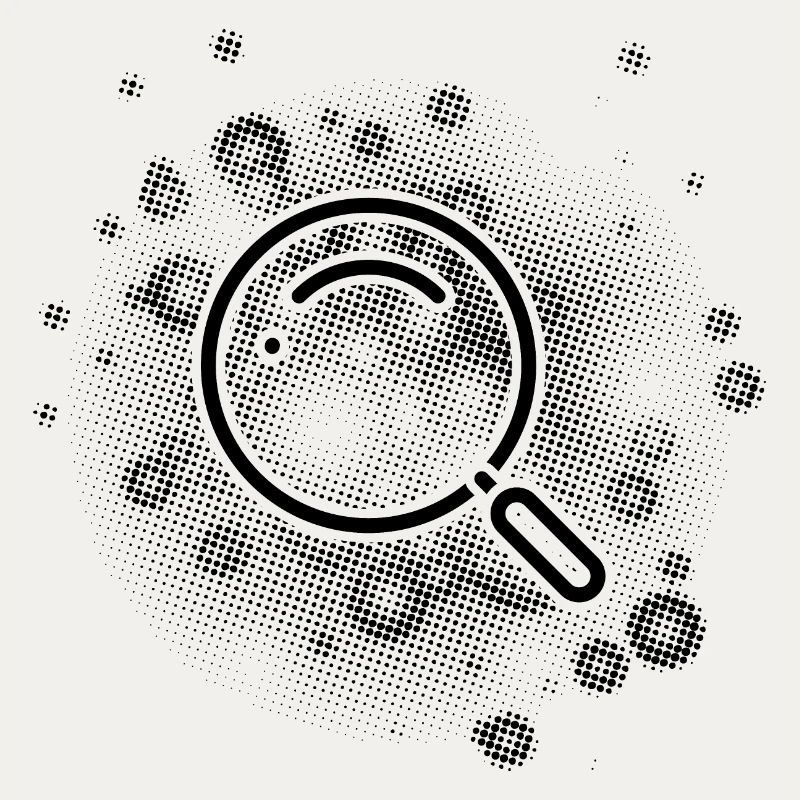 Magnifying glass with dots background