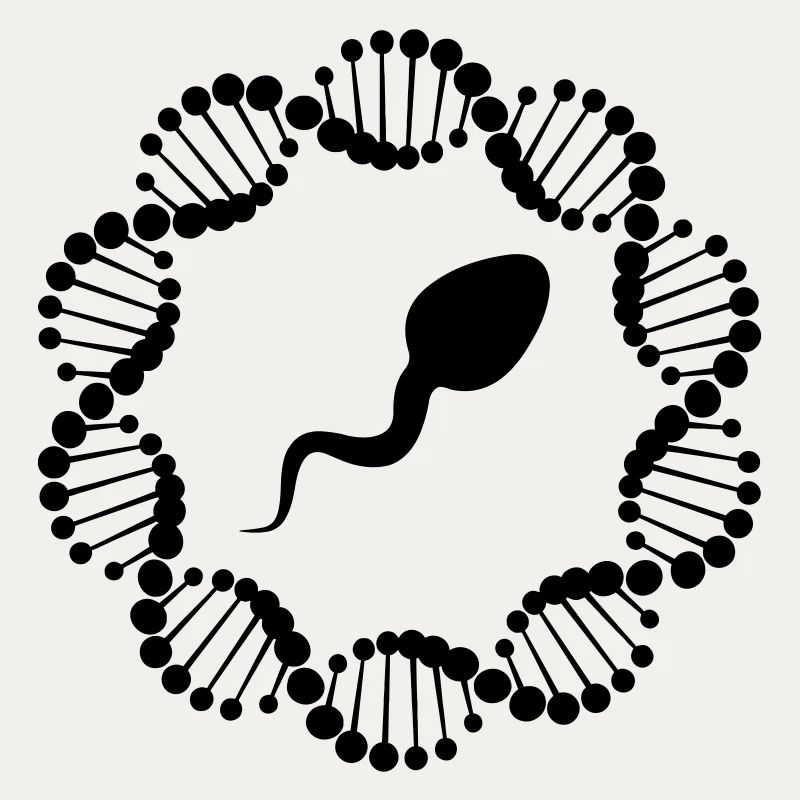 DNA strand in circle with sperm sperm