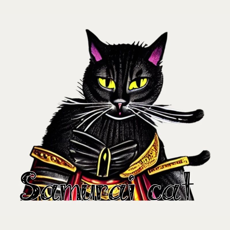 Samurai-Katze mit Goldrüstung