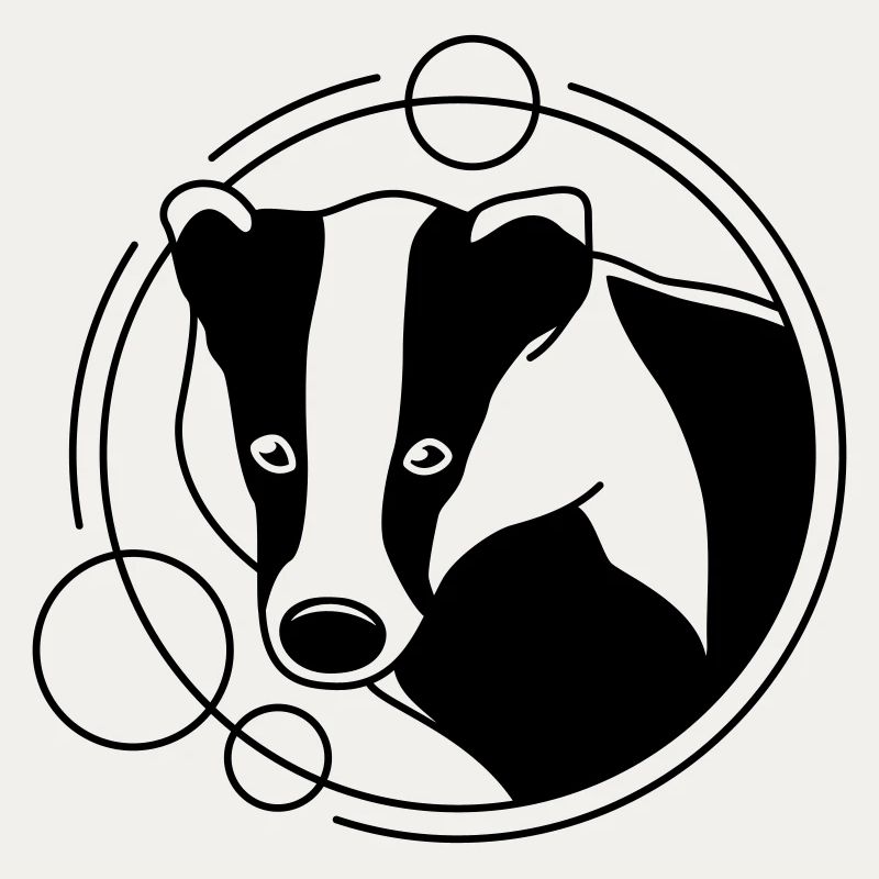 Badger in Geometric Shape - Line Art Design