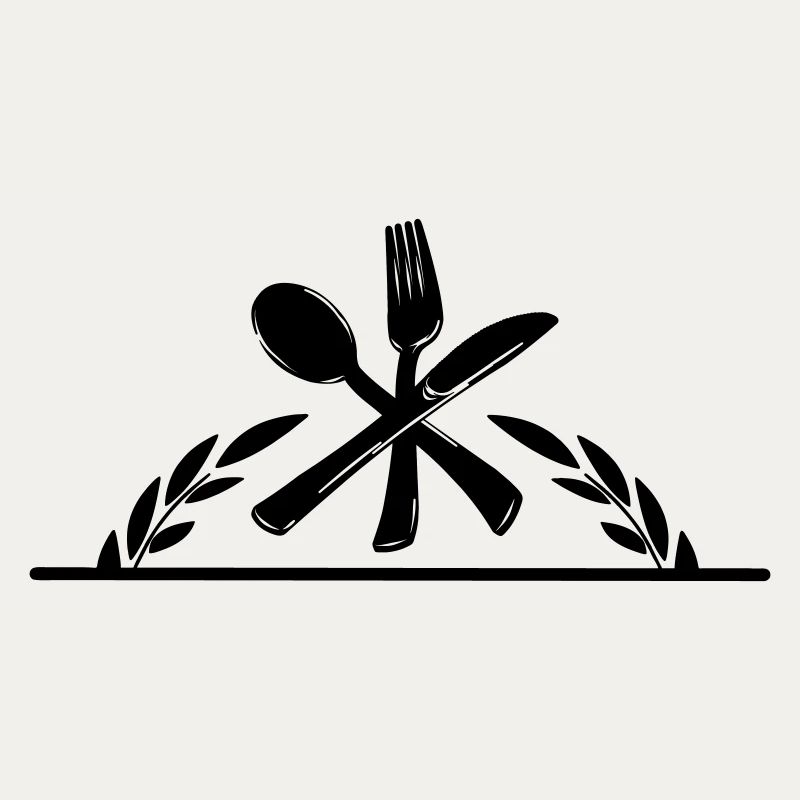 Logo du menu de couverts avec une demi-couronne de laurier.