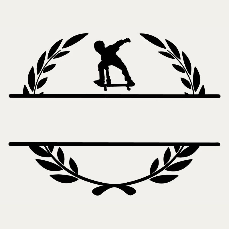Monogramme skateborder dans une couronne de laurier
