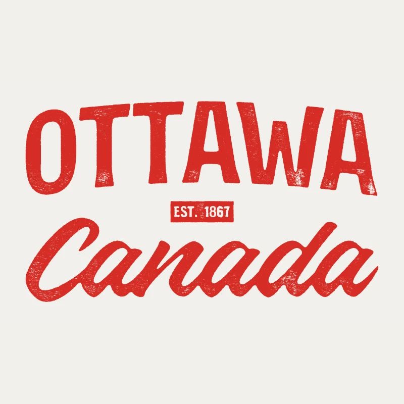 Ottawa Canada Retro Script Red
