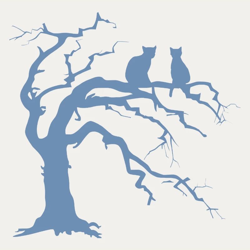 Toter baum mit 2 Katzen Silhouette