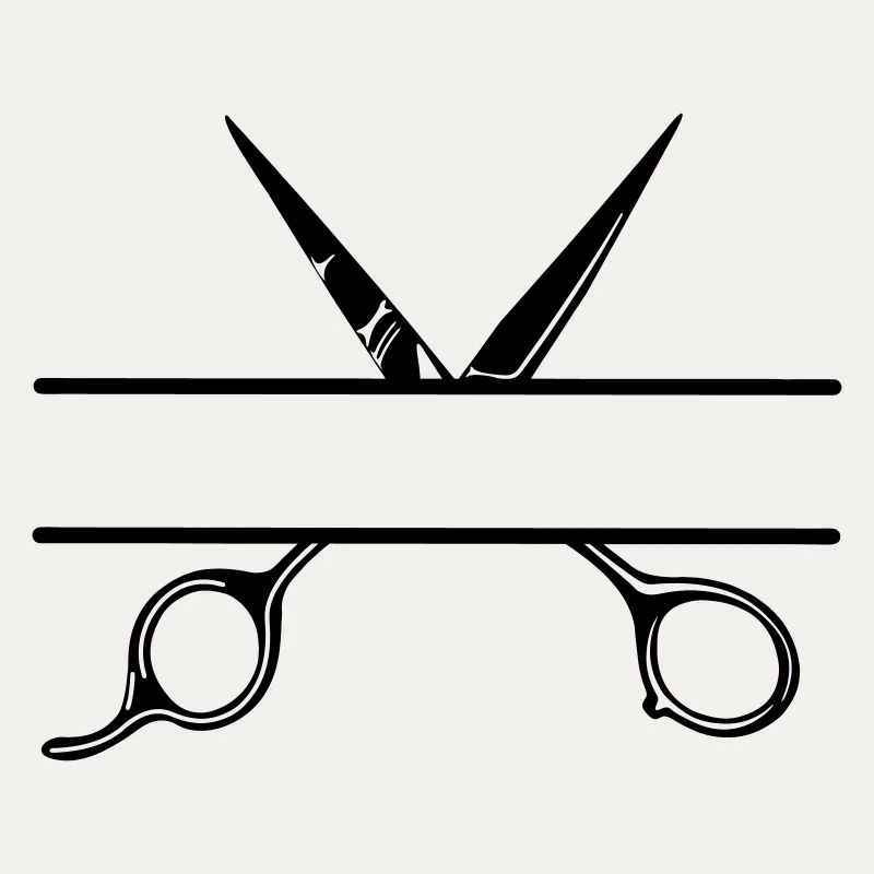 Texte bannière logo coiffeur ouvrir ciseaux