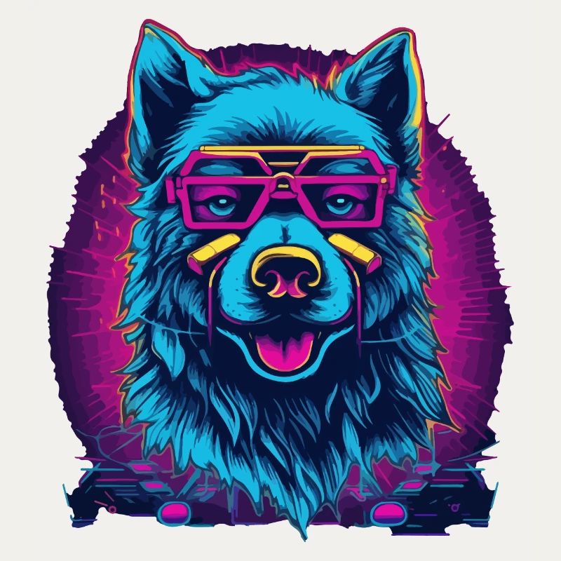 Neon Wolf Retro Spectacled Wolf