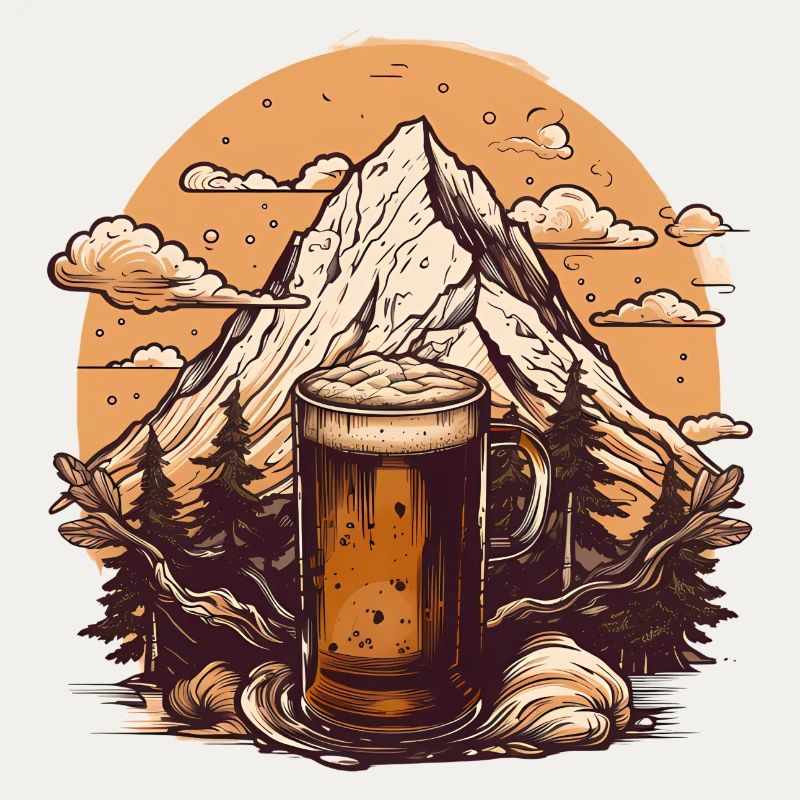 Pic de montagne avec conception de chope de bière