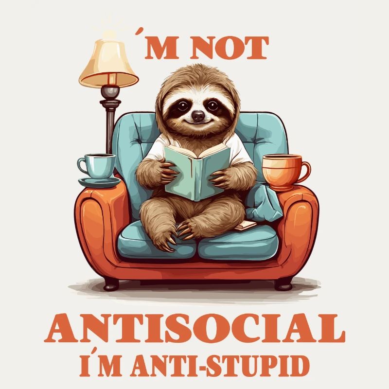 Clever sloth with book