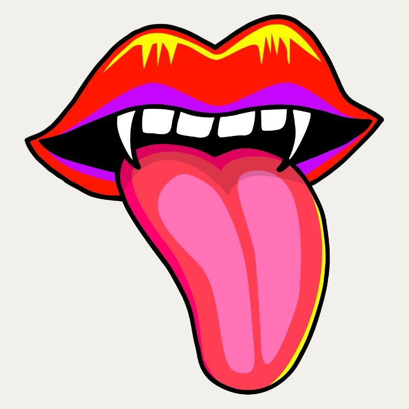 Bouche avec des dents de vampire