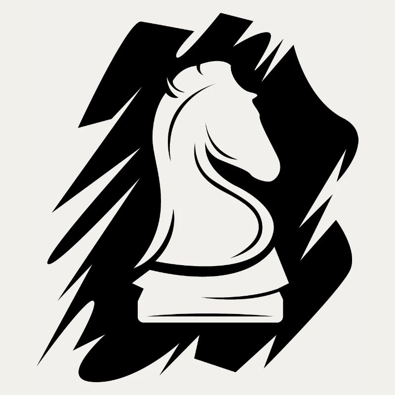 Icône d’illustration de cheval de brosse de logo d’échecs